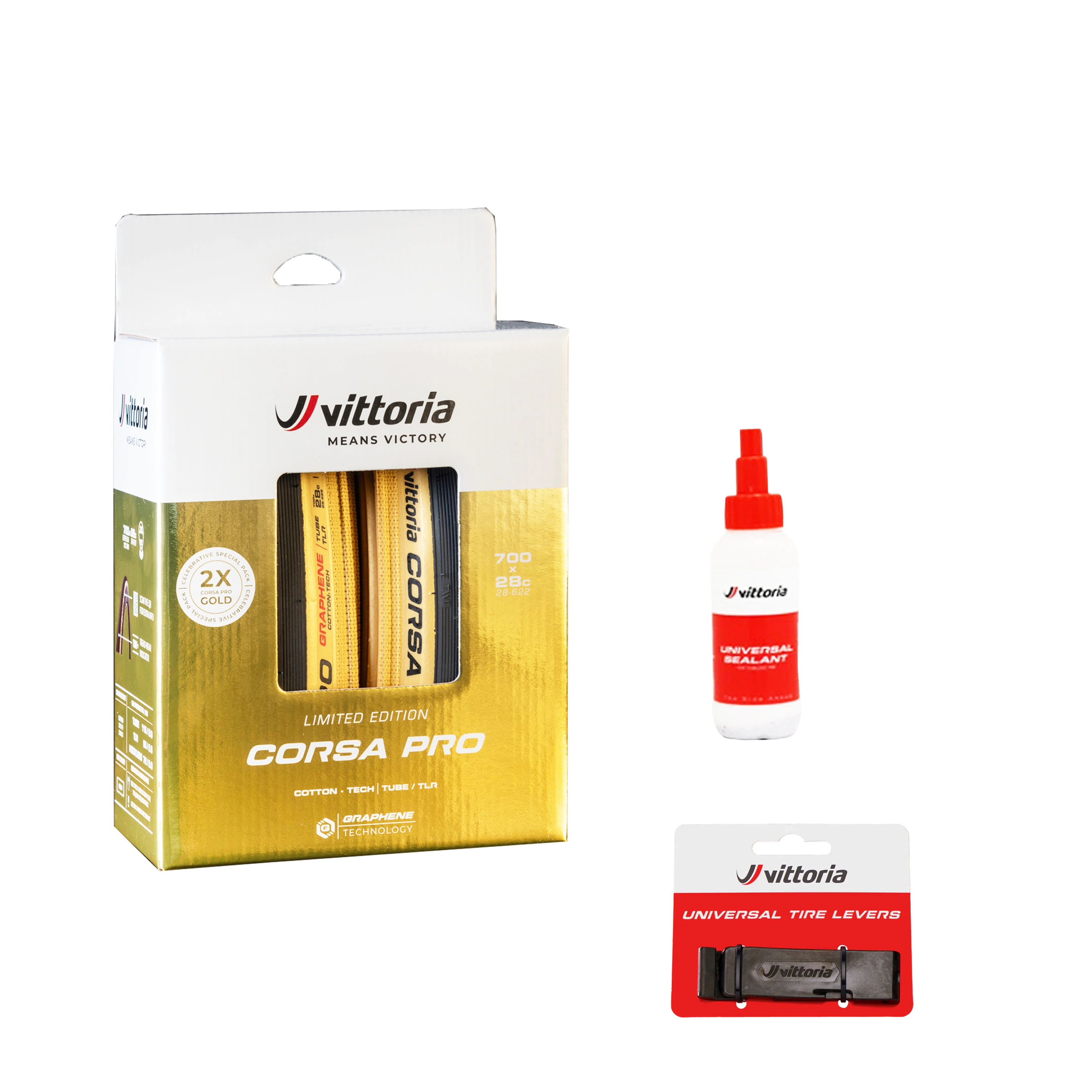 Corsa PRO Gold + Universal Tubeless Tyre Sealant 150 ml + Universal Tyre Levers